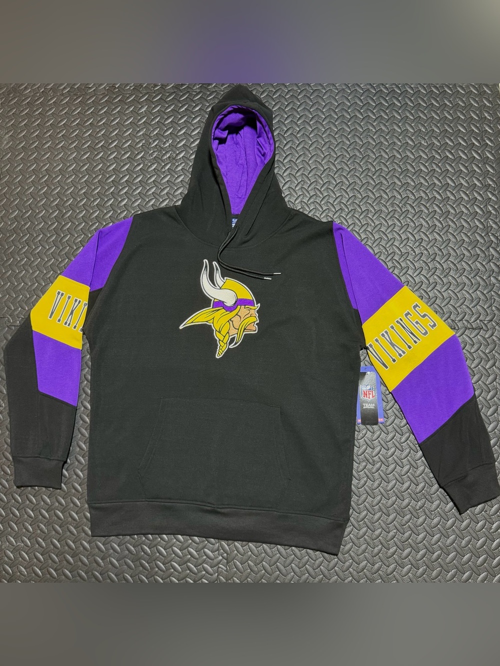 Minnesota Vikings Hoodie Embroidery Logo Colorblock NFL Ultra Game Mens XL NEW
